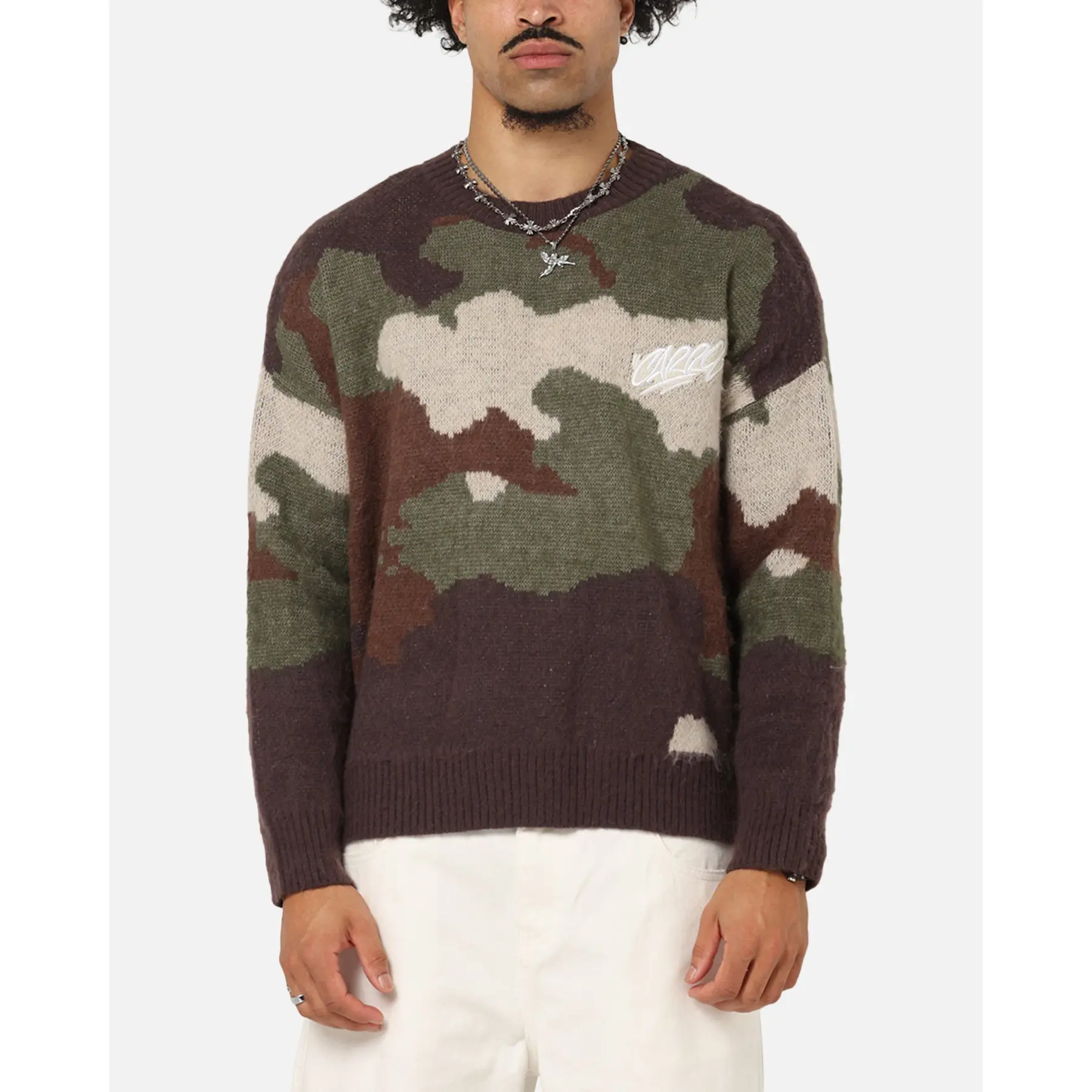 Carre Camo Brushed Sweater Woodland Camo
