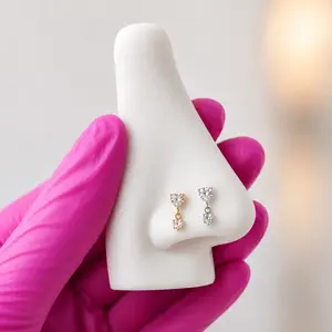Titanium Heart Dangle Nose Ring/ Labret
