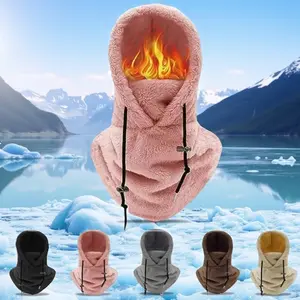 Extreme Cold Balaclava Plush Hooded Thick Windproof Neck Cover Adjustable for Outdoor Cycling Skiing Winter Adults Quick Wear Warm Breathable