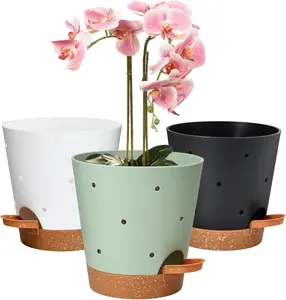 Orchid Pots with Holes, 6 Inch Self Watering Orchid Pot 3 Pack Plastic  Pots for Orchid, Flower (Multicolor)