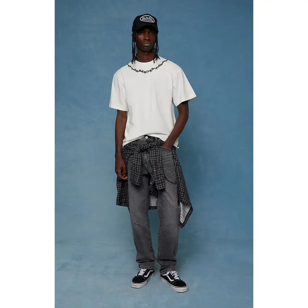 Pacsun Men's Cade Straight Jeans Ripped Black Wash Pacsun Men's Cade Straight Jeans Ripped Black Wash