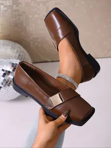 New Plus Size Women's Casual Shoes, PU Leather Loafers, Spring & Fall Fashion Footwear, Comfortable Round Toe Design, Perfect for Daily Wear