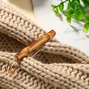 Bamboo Style Safety Pin Brooch for Sweaters, Scarves, Shawls - Large Vintage Feather Pin Clasp - Sewing Accessories - 1pc