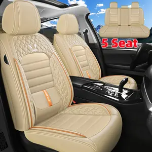 5-Seat Full Set Car Seat Cover - Durable PU Leather, Water & Stain Resistant, Easy to Clean, Front & Rear Cushion Covers for Vehicle