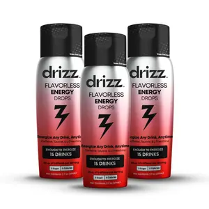Drizz Flavorless Energy Drops 3-Pack – Turn Any Drink Into an Energy Drink | 45 Boosts | Zero Sugar, No Crash | Caffeine + L-Theanine | TSA-Friendly