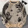 Men's Graphic Pattern Galaxy Ripped Drop Shoulder Knitted Pullover Sweater, Loose Casual Long Sleeve Round Neck Jumper for Fall & Winter, Fashion Men's Knitwear for Daily Wear