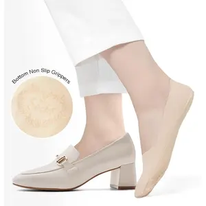 6 Pairs Invisible No Show Low Cut Socks Women Thin Nylon Non Slip Liner Footies Lightweight Silk Socks for Loafers Sneakers