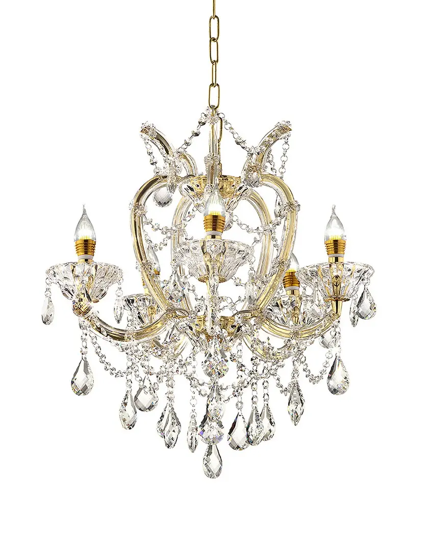 22" Bella Petite Gold Crystal 5-LED Hard-Wired Ceiling Chandelier, 3W 350 Lumens Each Luxury Interior Design Lamp for Home Improvement Indoor Lighting Fixture