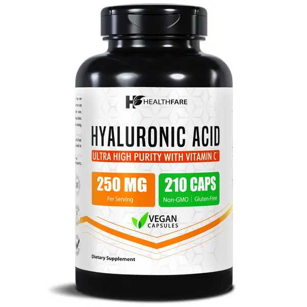 Hyaluronic Acid Supplement, 250mg per Capsule, 210-Count Bottle with 25mg Vitamin C for Joint & Skin Health