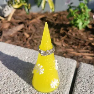 Resin Ring tower jewelry holder ring cone Yellow Organizer display Gift Decor Friend Room