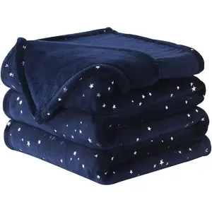 Throw Blanket, Ultra Soft Thick Microplush Bed Blanket,     Microfiber Fleece Throw for Sofa Couch (Throw Size 90"x90", Navy Blue)