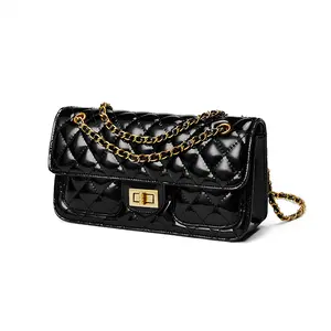 2026 New Model High-End Fashionable Diamond-Shaped Chain Crossbody Bag, Exquisite Golden Lock Decoration Underarm Bag, Adjustable Shoulder Strap, Suitable For All Seasons For Ladies, Quilted Crossbody Bag