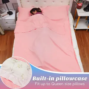 Self Tan Sleep Sack Breathable Self Tanning Sheet Protector for Bed Travel Sleeping Bag Camping and Sheet Liner for Outdoor Travel Hiking(Pink)