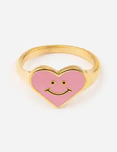 Pink Enamel Smiley Heart Ring Pink Enamel Smiley Heart Ring