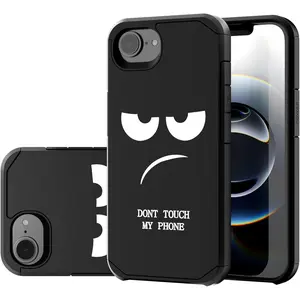 for iPhone 16E Case for iPhone 17E Case, Cute [Don't Touch My Phone] Shockproof Dual Layer Slim Protective Silicone Plastic Cover for Kids Boys Men Phone Case (iPhone 16e / iPhone 17E)