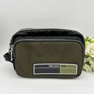 Pre-owned PRADA As Shown Shoulder Bags 018 Logo Patch Nylon Clutch Pouch Bag 2101218957884