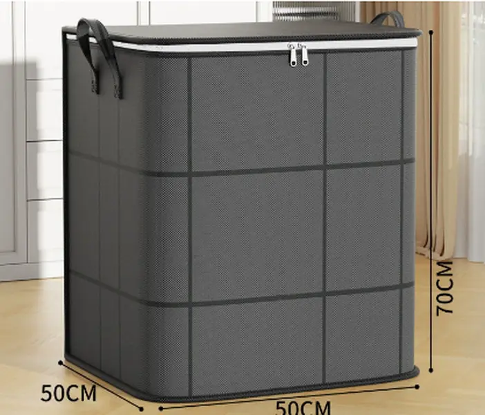 3 Pack Large Lightweight Fabric Storage Bins (50×50×70cm, 175L) - Farmhouse Decor Shelf Organizer Boxes with Dual Zipper Lid, Handles, Collapsible Closet Containers for Clothes, Laundry, Bedroom