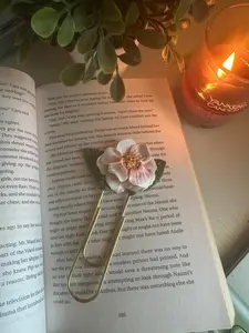 The Magnolia Gold Paperclip Bookmark Handmade Floral Accent with Realistic Petal Texture Durable Gold-Toned Paperclip for Secure Page Holding Ideal for Books Planners and Bullet Journals