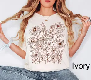 Comfort Colors Vintage Pressed Flowers Shirt, Boho Cottagecore Shirt, Botanical Floral Tee Wildflowers Shirt Gift for Gardener Floral Shirt