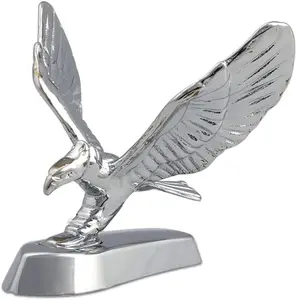 Flying Eagle Hood Ornament Sticker Birds Logo Fits Car 3D Stand Hood Bonnet Univeral Emblem Badge Decal Sculpture Ornaments Auto Styling Metal Hood Bonnet Emblem 3.7X2.6X2.6inch (Chrome)