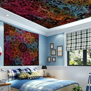 Boho Tapestry Wall Hanging – Psychedelic Mandala Tapestry, Bohemian Room Decor, Large Wall Art for Bedroom Living Room Dorm, Aesthetic Home Decor Polyester Peach Skin Fabric Heat Transfer Print Gift Decoration