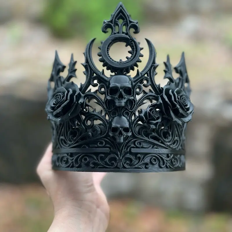 Gothic Crown with Skull and Rose Design for Halloween and Gothic Events