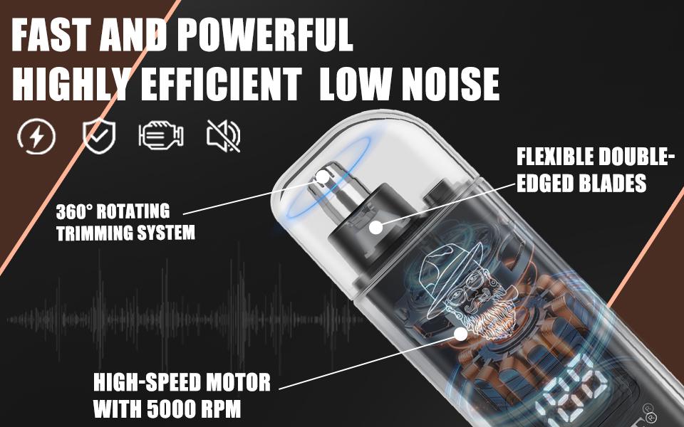 LQT Rechargeable Nose & Ear Hair Trimmer for Men, USB-C Electric Nose Hair Remover with LCD Display, Painless Dual Edge Blade Grooming Tool