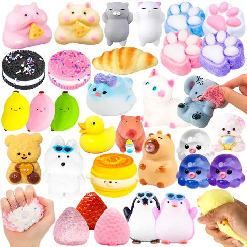 Kawaii Squishy Toys - Unisex Squishy Animals with Fake Food Styles, 12+ Years Above Adults' Anxiety Relief Desk Fidget Buddy, Sensory Regulation Gifts for Christmas, Birthdays