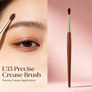E35 Precise Crease Brush, Horse Hair Bristle Small Crease Blending Makeup Tool, High-End Rosewood Copper Pipe, Professional Beauty Essential, Eye Makeup Brushes, Blending Brush For Makeup