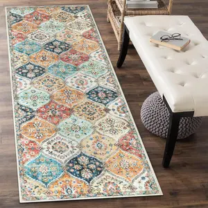 【GARVEE】Runner Rug 2x6 Soft Machine Washable Area Rug with Non-Slip Backing, Stain Resistant and Low Pile Faux Wool Distressed Carpet Runner, Vintage Accent Oriental Carpet for Hallway, Orange