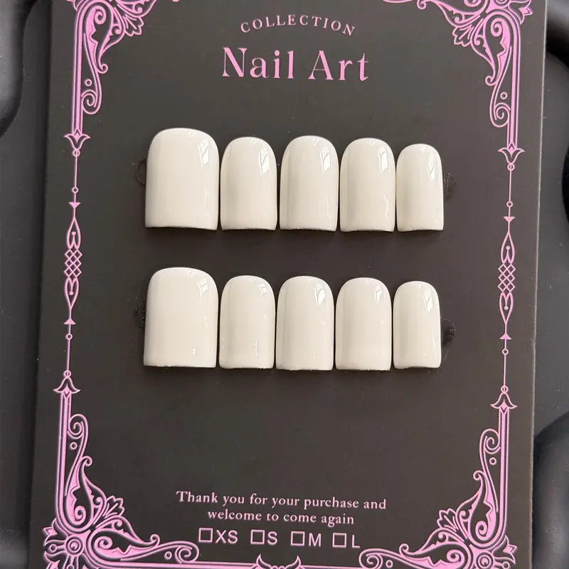 10 PC Y2K Style Short Square Nails, Pearl Glossy Finish, Moisturizing Luxe French Design, Unique Decorations, Perfect for Daily Wear or Parties, Ideal Birthday Gift, Handmade Press On Nails, Decorative Nails