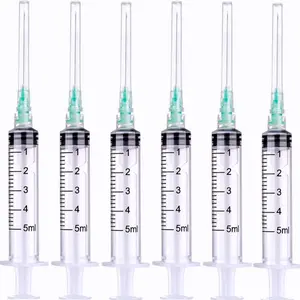 50 Pack 5ml 21Ga Plastic Dispensing Syringe Tool Industrial and Scientific Lab Consumables for Refilling Measuring Liquids Experiments Research