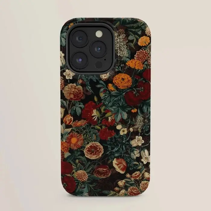 Dark Floral Vintage Botanical Moody Flower Oil Painting Graphic Phone Case for iPhone 17 16 15 14 13 12 Pro Max Mini Samsung S26 S25 S24 S23 S22 S21 Ultra Plus FE MagSafe compatible