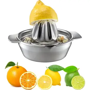 Manual Stainless Steel Lemon Orange Citrus Squeezer Hand Press Juicer with Bowl and Strainer