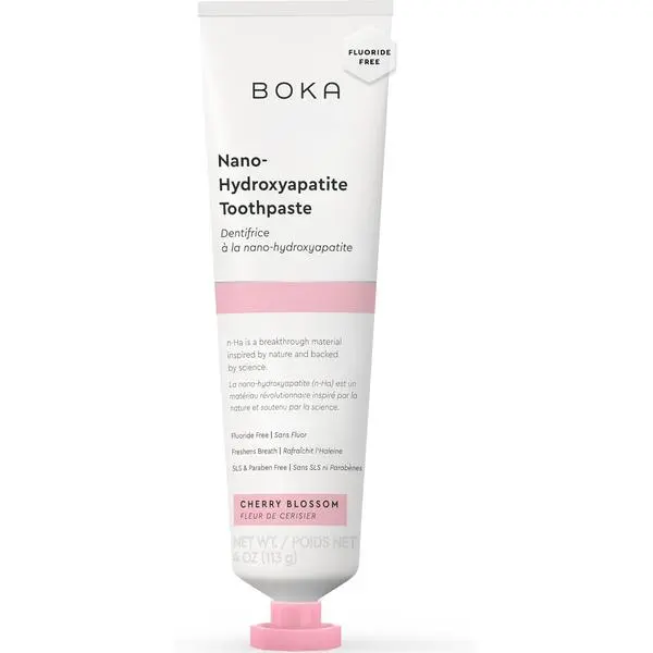 Boka Toothpaste - Fluoride Free Toothpaste, Nano Hydroxyapatite Toothpaste | Appropriate for Sensitive Teeth - Adult Oral Care - Cherry Blossom - 4 Oz, 1PK
