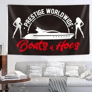 Prestige Worldwide Flag Boats and Hoes Banner  3x5ft, Anti-Fade  Premium Quality Wall Banner with Two Brass Grommets Banner Vibrant Colors