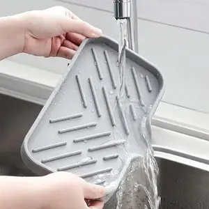Home Silicone Sink Drainer Pad, Non-Slip Kitchen Drying Mat, Space Saver for Small Tools, Self-Draining Sponge Rack, Kitchen Accessories