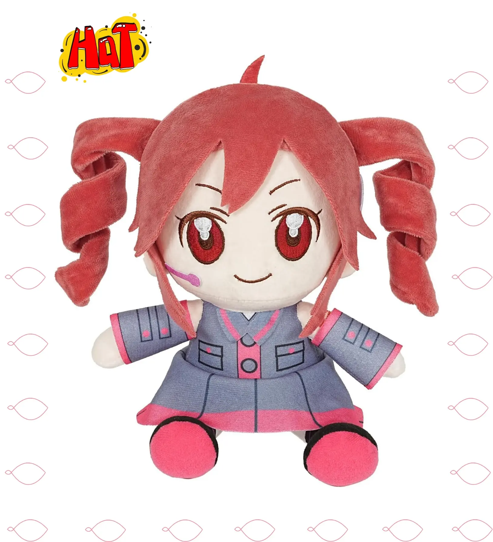 3D Twin Tail Anime Plush 8.6" Pink Twin Drill Hair Stuffed Doll Cute Collectible Soft Plushie Gift for Boys and Girl Diy Toy
