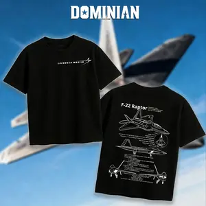 DOMINIAN F22 Raptor Blueprint T-Shirt/Hoodie Vintage Lockheed Martin Graphic Tee Military Enthusiast Streetwear Clothing Gift for Men Breathable Printing