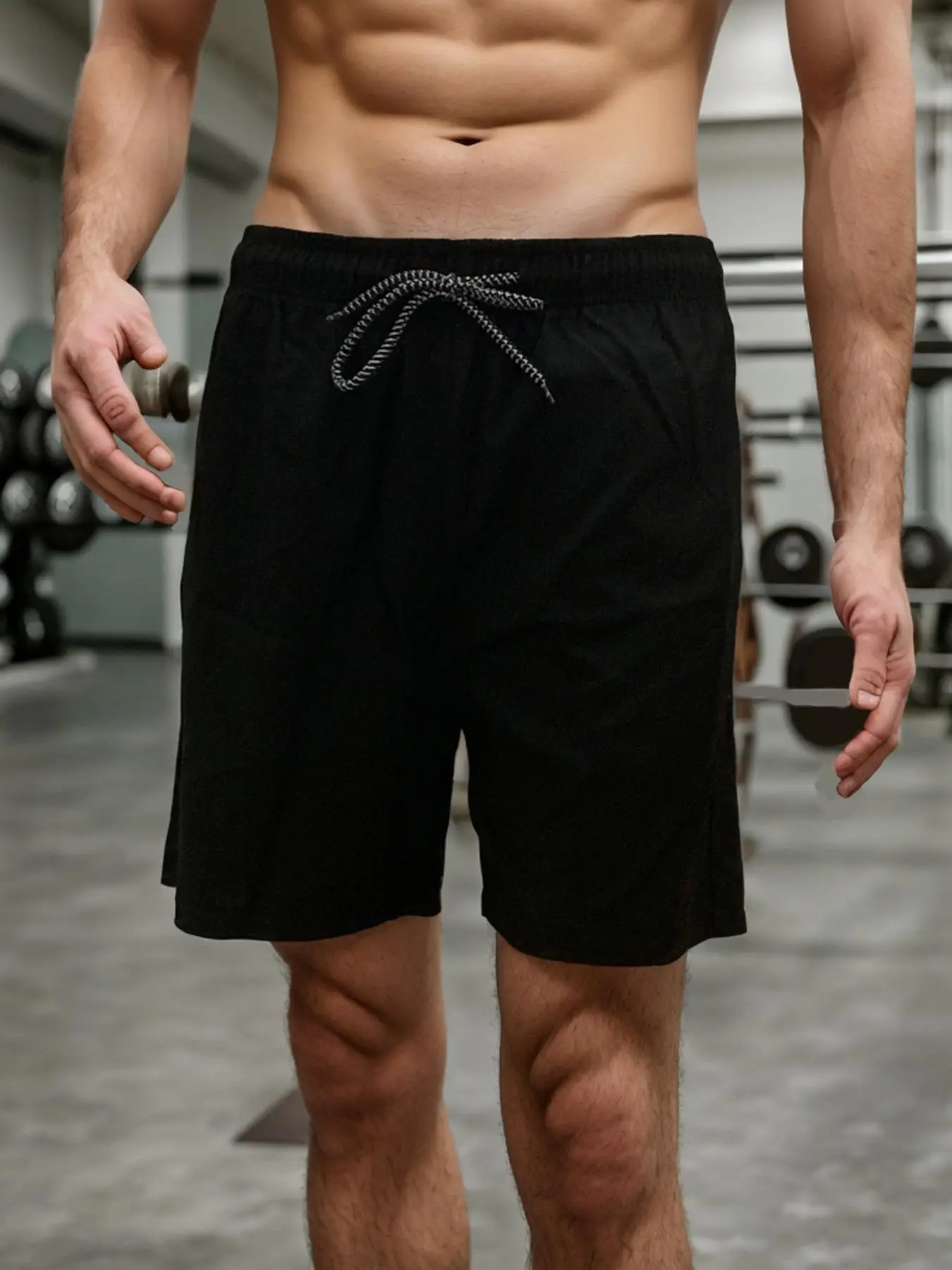 Men's Solid Color Drawstring Sports Gym Shorts, Comfy Clothes for Men, Regular Fit Casual Elastic Waist Pocket Track Shorts, Summer Sport & Outdoor Cl