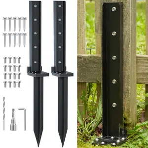 CKLT 2 Pack Fix Broken Fence Post Repair Stainless Steel Anchor Repair Kit for Tilted Broken Wood Fences Post Holders Winter Storm Fix