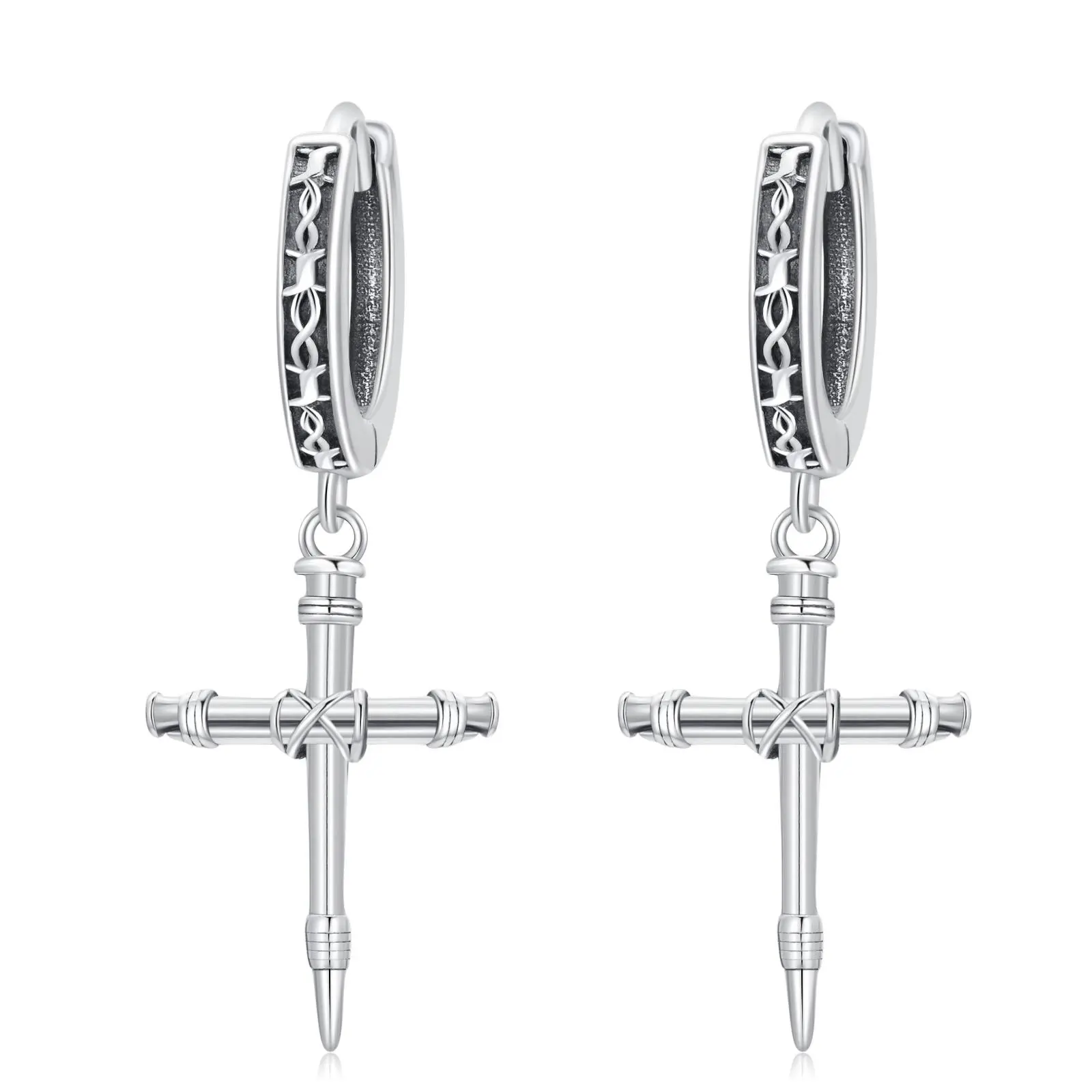MEIDERBO Cross Earrings 925 Sterling Silver Cross Dangle Huggie Hoop Earrings Religion Cross Jewelry Gifts for Men Women
