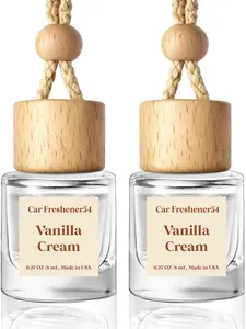 Car Air Freshener Diffuser 2-Pack Hanging Vanilla Cream Fragrance Oil Diffuser, 45+ Days Long-Lasting Scent, Made in USA, Automotive Interior Accessory