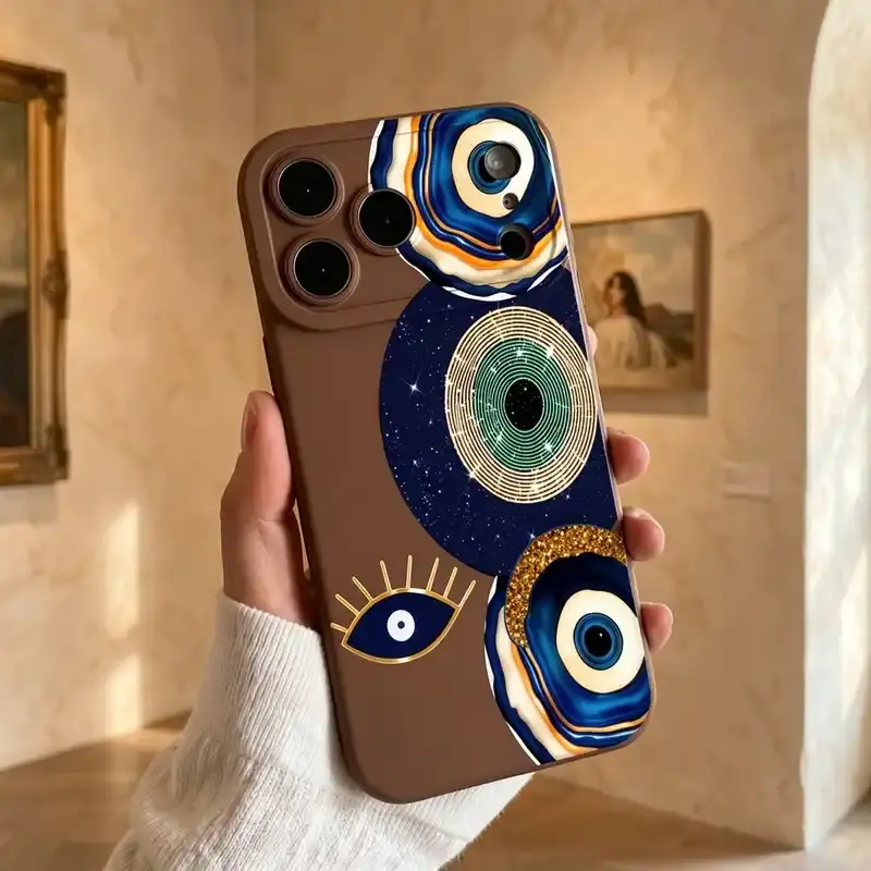 Unisex Evil Eye Decorative Collage Pattern TPU Soft Shell Customized Smartphone Case - Handheld Protection Accessories for iPhone 17 AIR,16,15,14,13,12,11,X,XS,XSMAX,Pro,Plus,Pro MAX & Samsung S21,S22,S23,S24,S25,S26 (iPhone Series Compatible)