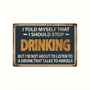 1pc Vintage Alcohol Mojito Beer Tin Sign - "No Great Story Ever Started with Someone Eating a Salad" - Rustic Metal Wall Decor for Bar, Club, Home - 8 x 12 Inch, Beer Accessories