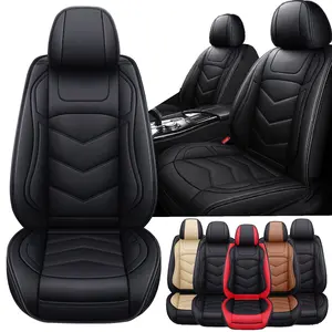 5-Seats Car Seat Covers Full Set Waterproof Nappa Leather 40/60 Spilt Bench Cover Universal For Nissan /Honda /Civic /CRV /Hrv /Kia /Sorento /Toyota /Corolla /4Runner /Camry /Hyundai /Mazda (Full Set)