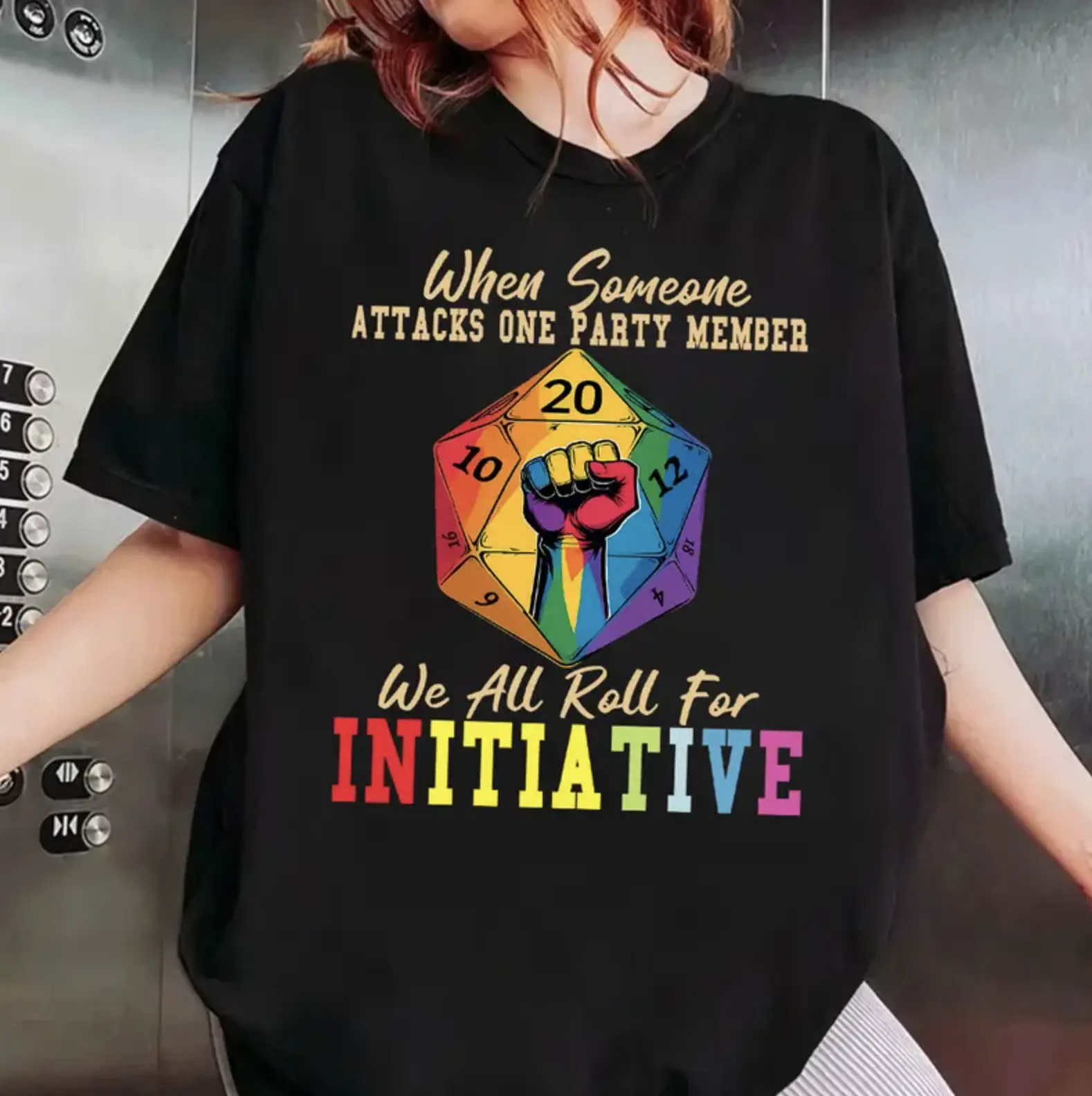 When Someone Attacks One Party Member Shirt, We All Roll for Initiative Shirt, DnD Pride Month Shirt, DND Gamers Tee, Liberal Tee Shirt, Full Colors