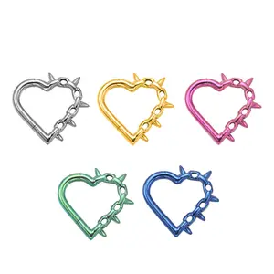 Personalized DIY Metal Jewelry Titanium Alloy Spikes Punk Helix Thorns Hollowed-Out Heart Ear Bone Perforated Earrings Nose Rings Versatile Jewelry