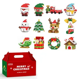 2203pieces / 1627pieces Christmas Creative Building Block Santa Claus Snowman Elk Tree Micro Brick Puzzle Assembly Model Home Decoration Xmas Party Gifts Kid Toy