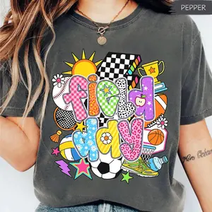 Comfort Colors Retro Team Sports Mom Field Day Teacher Last Day Of School Shirt, Cute Fun Day Field Day Student Teacher Summer Graphic Tee